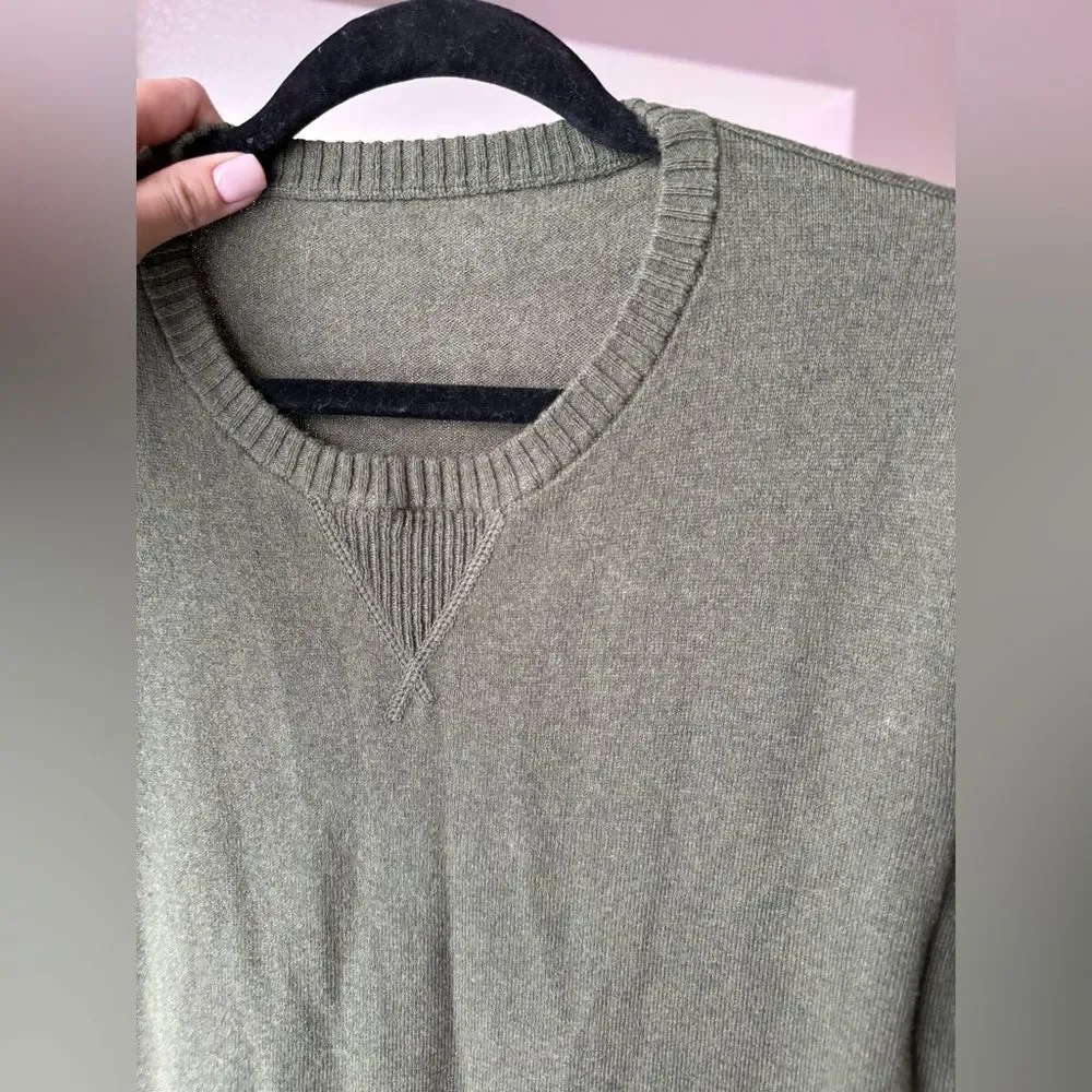 J.CREW Green Cotton Cashmere Men's Pullover Sweater Crew Neck Long Sleeve M